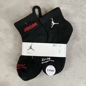 Nike Jordan Ankle Socks 6 Pair Black Size 5Y-7Y